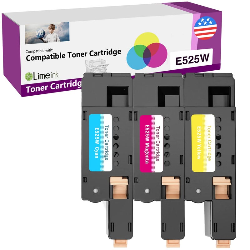 Limeink Compatible Toner Cartridge Replacement for Dell E525W Toner Cartridges for Dell E525w Cartridge E525w e 525w H3M8P Ink for e525 3 Pack - Image 1